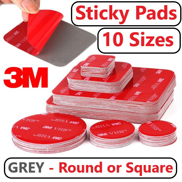 3M Double Sided Self Adhesive Sticky Pads Grey 