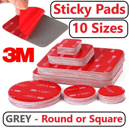 3M Double Sided Self Adhesive Sticky Pads Grey 