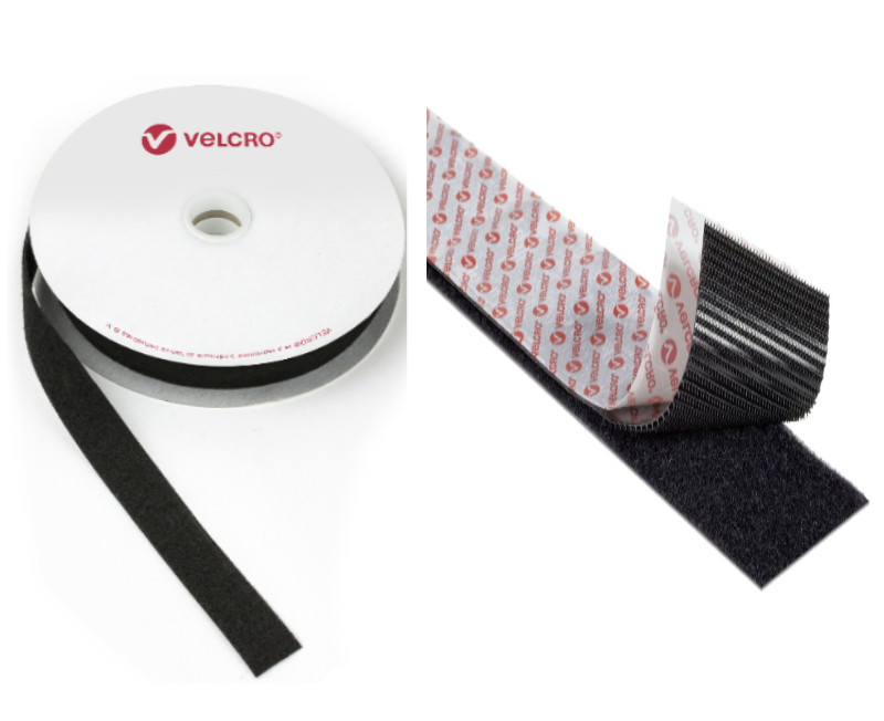 Ruban adhésif Velcro à crochets et boucles NOIR