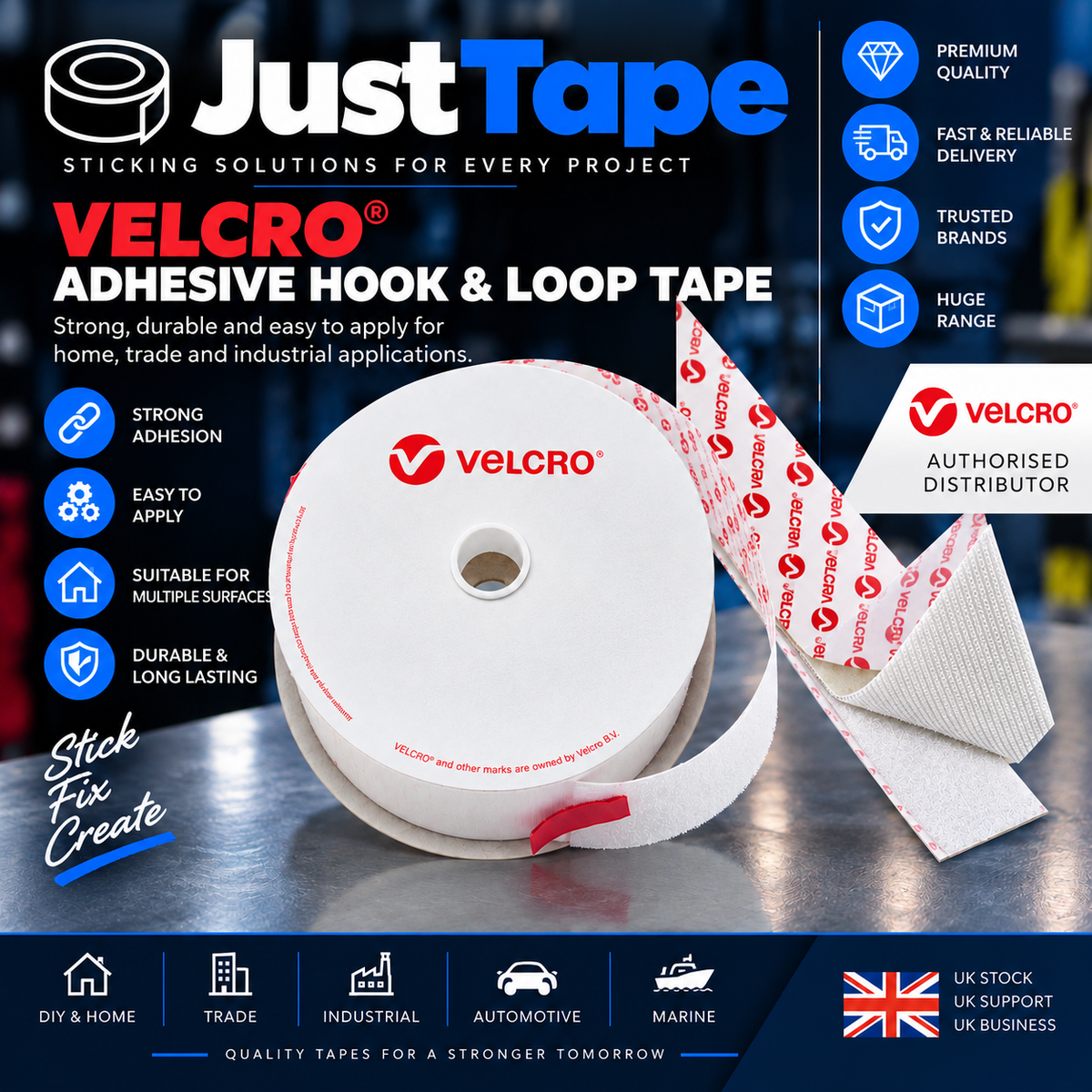 Velcro Adhesive Hook & Loop Tape WHITE