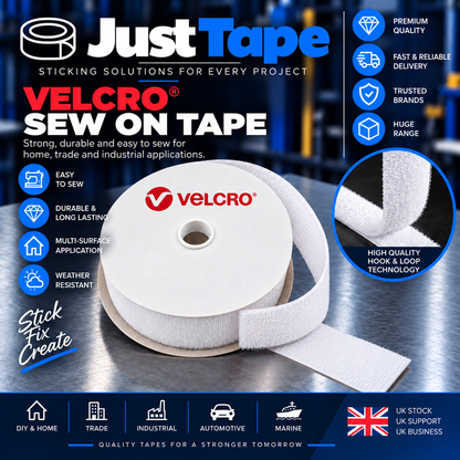 Velcro Sew On Hook & Loop Tape WHITE